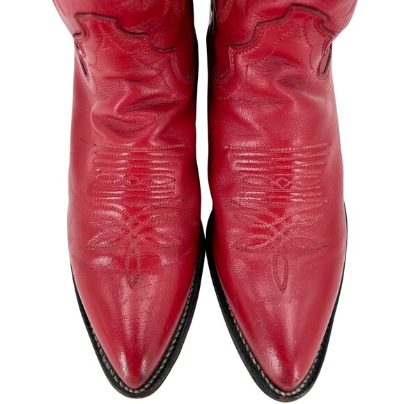 Justin Cowgirl Boots Womens size 5.5B Red Leather Cowboy Western Boots 4905 USA - Picture 6 of 14